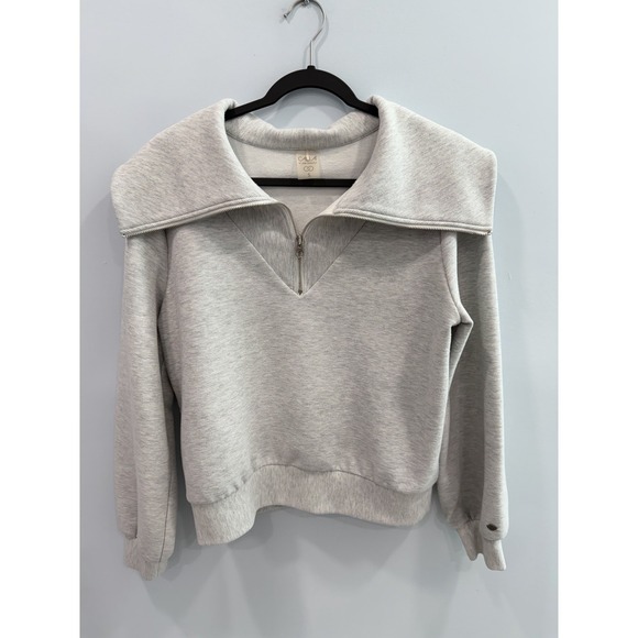 Calia Tops - CALIA Ottoman 1/4 Zip Pullover Gray Fold Over Collar Sweatshirt Top S Oversized